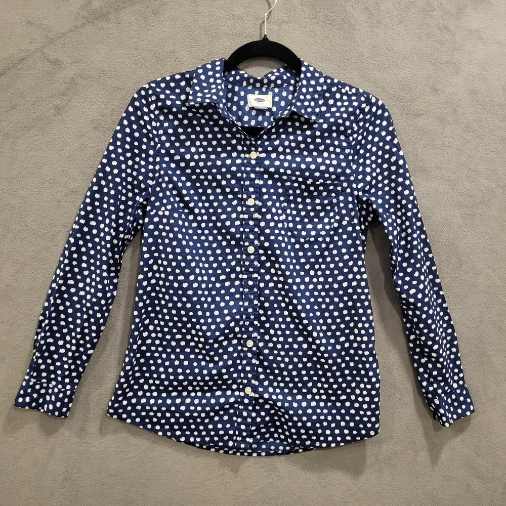 Old Navy Button Front Blouse Women's Size XS‎ Polka Dot Business Office